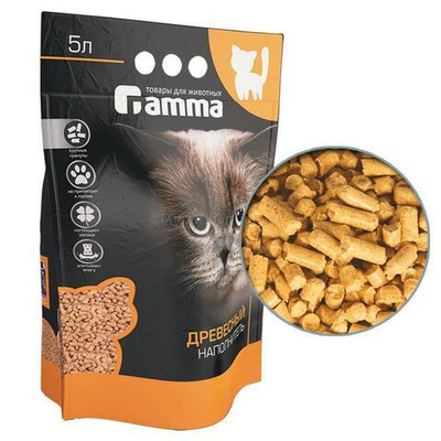 Наполнитель впитывающий древесный крупные гранулы Gamma, 5л