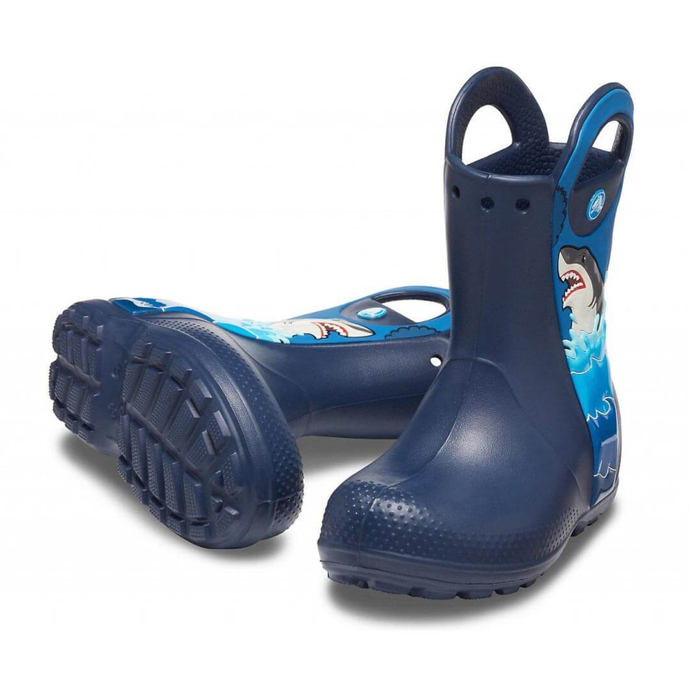 Детские сапоги Crocs Boys' Fun Lab Shark Patch Rain Boot