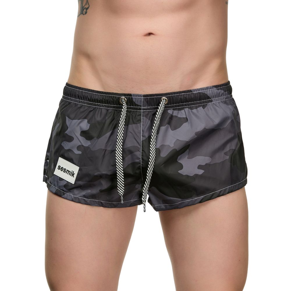 Мужские шорты с камуфляжным принтом Sesmik ALEX MILITARY BLACK