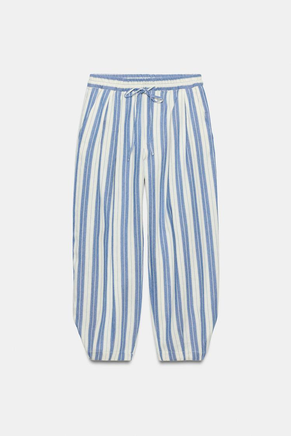 ZARA БРЮКИ В ПОЛОСКУ В ПИЖАМНОМ СТИЛЕ — ZW COLLECTION, СИНИЙ/БЕЛЫЙ
