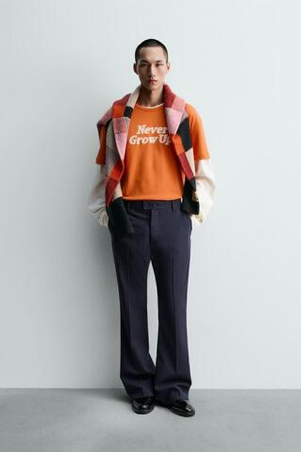 ZARA Х HARRY LAMBERT ФУТБОЛКА С ТЕКСТОВЫМ ПРИНТОМ, ОРАНЖЕВЫЙ