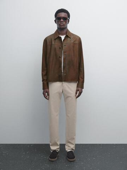 Massimo Dutti Облегающие текстурированные брюки, бежевый