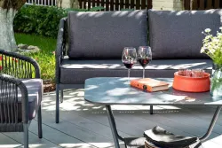 "Канны" лаунж-зона 4-местная плетеная из роупа (веревки), цвет темно-серый