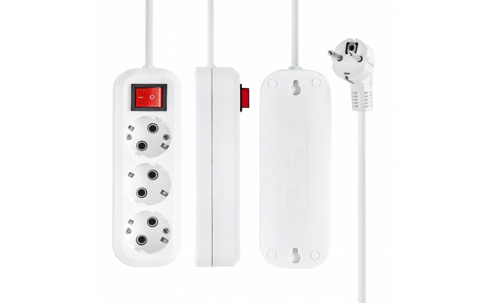 Сетевой удлинитель 1-2.SALE ПВС 3х1 3роз. 5м 16А земля, выкл E1М 860475к