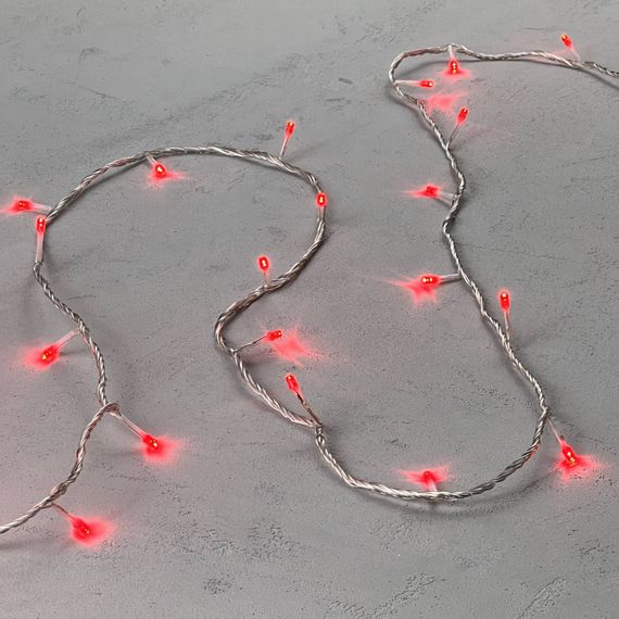 Светодиодная гирлянда с возможностью динамики 20 м., 200 красных LED ламп, 24V., прозрачный силиконовый провод, IP65, Beauty Led (EST200-3W10-1R)