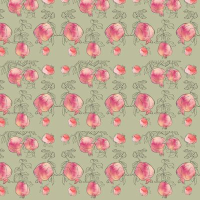 Гранаты с акварельной заливкой. Паттерн