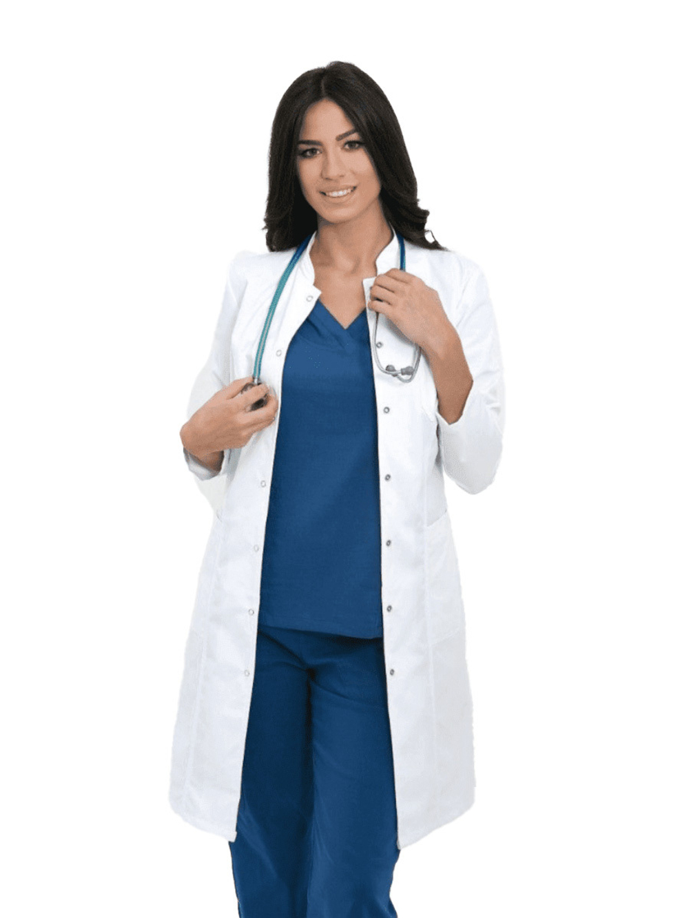 Халат медицинский женский BTS Scrubs BS813 на кнопках, белый, 44