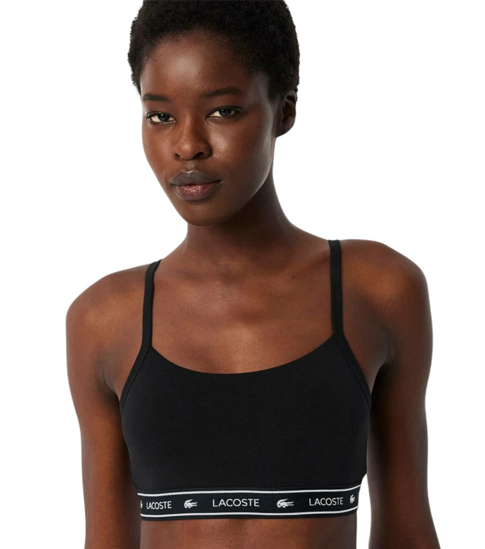 Теннисный бюстгальтер Lacoste Stretch Cotton Logo Band - black