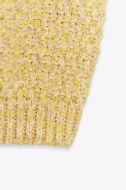 ZARA ТРИКОТАЖНЫЙ КРОП-ТОП, ЖЕЛТЫЙ