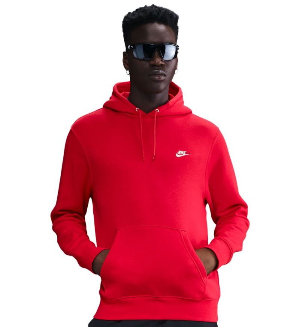 Мужская теннисная кофта Nike Club Fleece Pullover - university red/university red/white