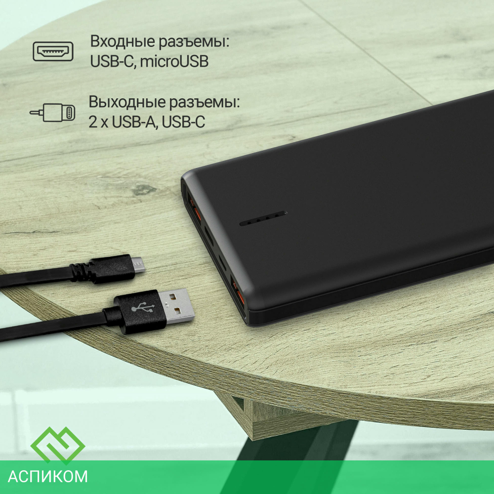 Портативное зарядное устройство Digma DGPF10C черный (DGPF10C22PBK)
