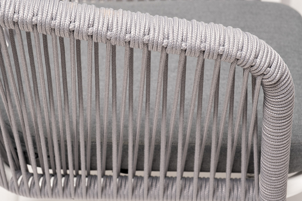 "Малага" обеденная группа на 6 персон со стульями "Марсель", каркас белый, роуп светло-серый