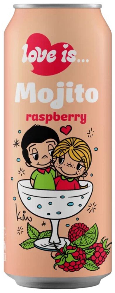 Газированный Напиток Лав Из... Мохито Малина / Love is… Mojito Raspberry 0.45л - 12шт