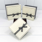 Коробка 21х21х12.3 см Набор 3 шт с бантом (Бежевый, Черный)