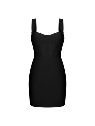 Платье мини корсетного типа из крепа на бретелях