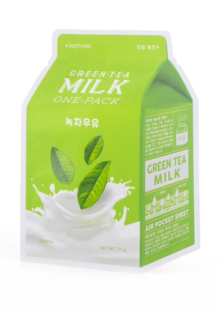 A&#39;PIEU Маска для лица с зеленым чаем Green Tea Milk One-Pack, 1 шт