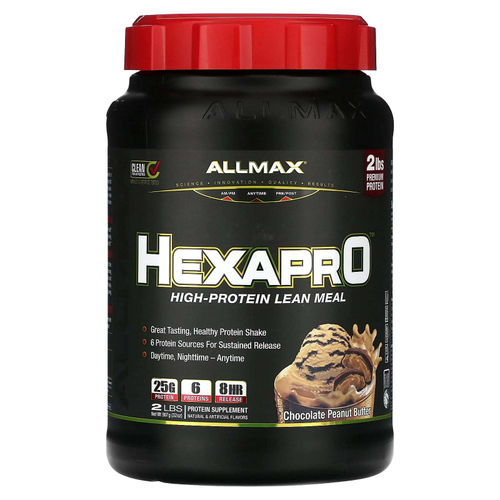 ALLMAX, Hexapro™, высокопротеиновая нежирная мука, шоколад и арахисовое масло, 907 г (2 фунта)