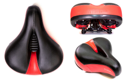 Седло TRIX комфорт 265x230 мм, пружинное, с вентиляц., черно-красное, дизайн "карбон"