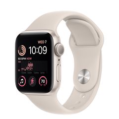 Умные часы Apple Watch Series SE Gen 2 40 мм из алюминия цвета «сияющая звезда», спортивный ремешок «сияющая звезда» (S/M 130–180mm)