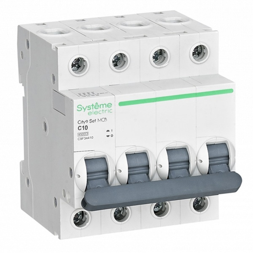 Автоматический выключатель City9 Set 10А С 4П 4,5кА Systeme Electric (автомат электрический) C9F34410