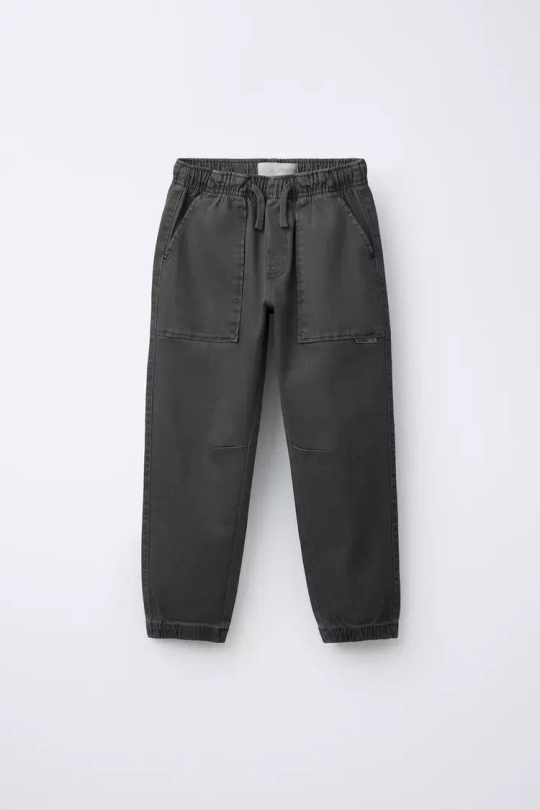 ZARA БРЮКИ-ДЖОГГЕРЫ ИЗ ЭЛАСТИЧНОЙ ТКАНИ, АНТРАЦИТОВЫЙ-СЕРЫЙ