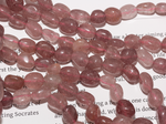 Нить бусин из клубничного кварца 7х9мм (галтовка)