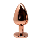 Золотистая анальная пробка 7см с прозрачным кристаллом Cnex Wooomy Tralalo Rose Gold Metal Plug Small White