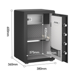 Сейф DELI "ET572" электронный замок + ключ, 380х360х600 мм, 25,3 кг, черный