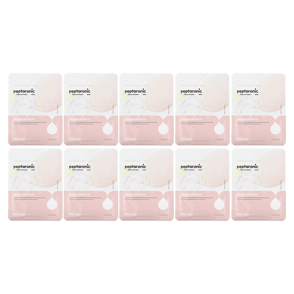 SNP, Маска для лица с пептароновой ампулой, 10 шт., По 25 мл (0,84 жидк. унц.)