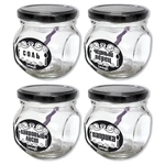 Набор стеклянных банок для продуктов 4шт, 200мл «Соль, перец, лавровый лист, паприка»
