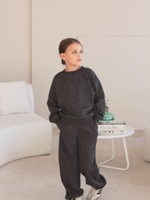 Костюм из футера в окрашивании "варёнка", черный