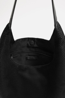 ZARA СУМКА-ШОПЕР С СЕТКОЙ, ЧЕРНЫЙ