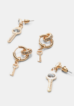 STRADIVARIUS Набор из 9 пар блестящих сережек, золотой