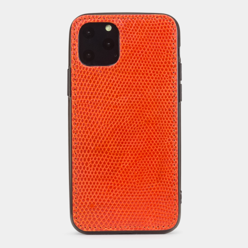 Special order: Чехол-накладка для iPhone 11 Pro из натуральной кожи ящерицы, оранжевого цвета