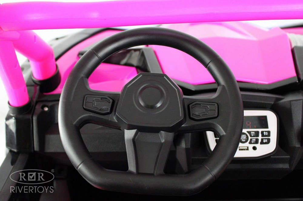 Детский электромобиль RiverToys X707XX BLACK-PINK/черно-розовый