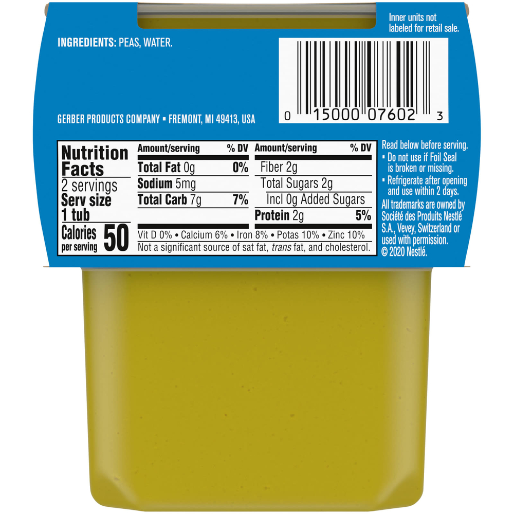 Gerber, Natural for Baby, 2nd Foods®, гороховый продукт, 2 пакетика по 113 г (4 унции)