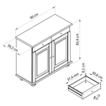 Шкаф витрина Лена двухдверный 90х39х192 см из массива сосны / буфет для кухни, прозрачный лак