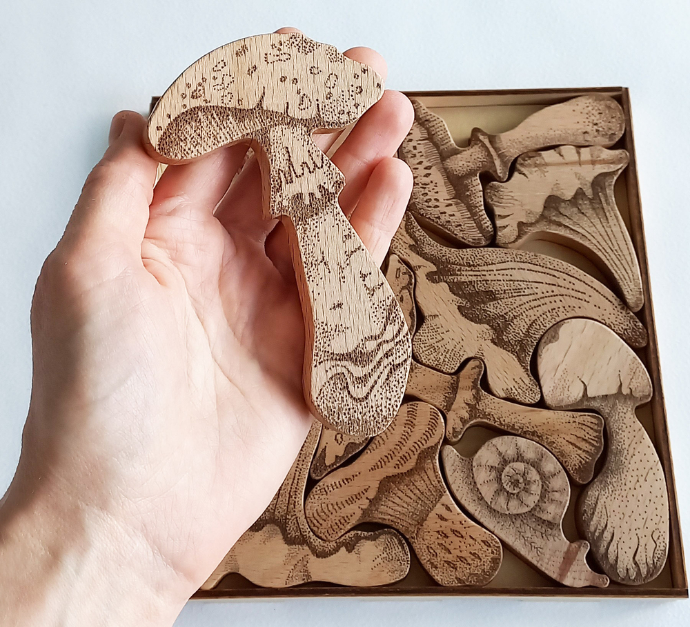 Деревянный пазл Грибы