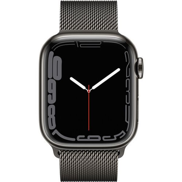 Умные часы Apple Watch Series 7 GPS + Cellular 45mm Stainless Steel with Graphite Milanese Loop, миланская петля графит (MKJJ3, MKL33)