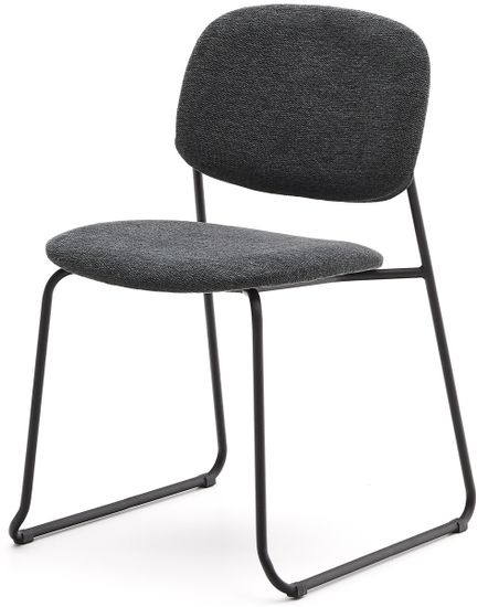 Стул Meli из серого шенилла с серыми металлическими ножками Испания la Forma