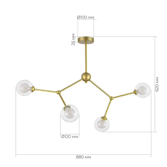 SLE1106-203-04 Светильник подвесной Золотистый/Прозрачный, Белый G9 LED 4*5W ARCUS