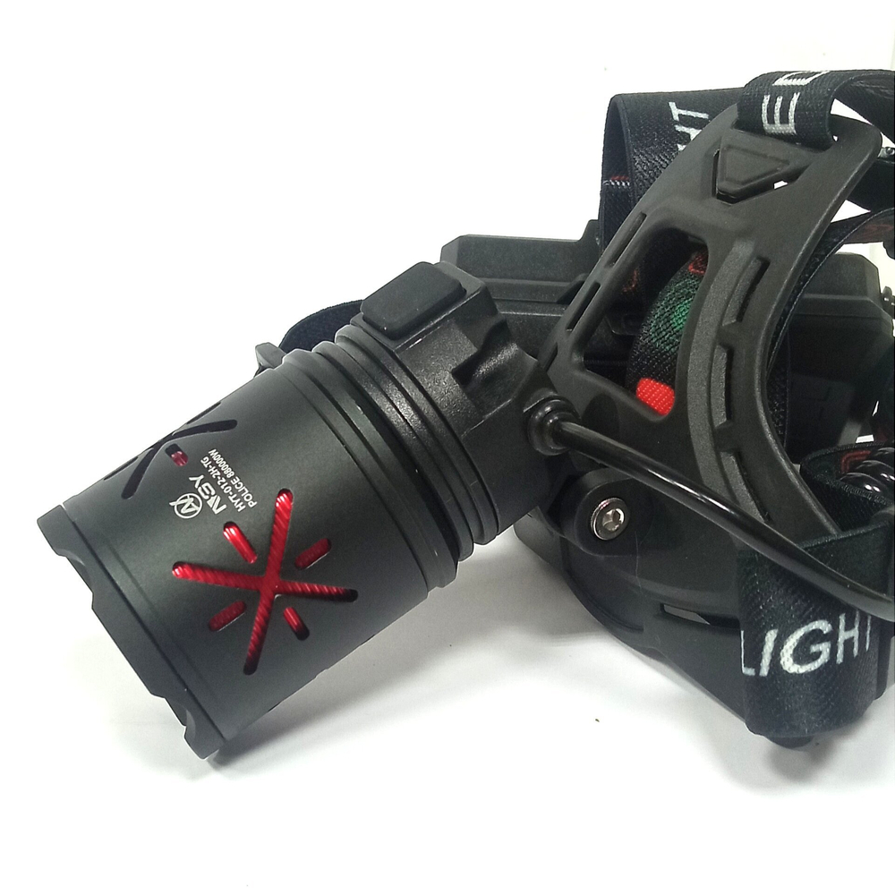 Фонарь налобный высокой яркости NGY HYT-012-2J-P90. (черный) (с зумом,Type-C/USB, 2 аккумулятора 18650)