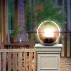 Садово-парковый светильник ЭРА НТУ 02-60-205 шар дымчатый призма на опору / кронштейн IP44 Е27 max60Вт d200mm | Садово-парковые светильники