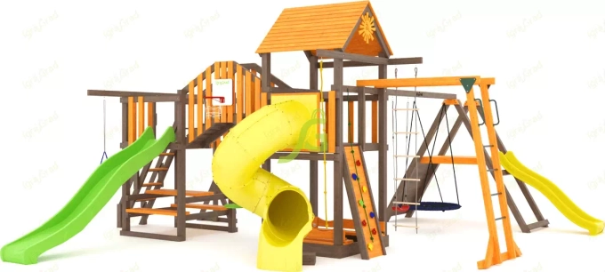 Детская площадка Панда Фани Мостик 2 с трубой