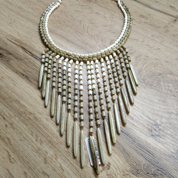 Колье Римлянка, 19 подвесов, дерево, цвет бежевый, молочный, 48 см