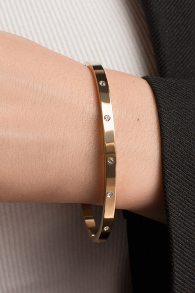 Браслет стальной "Кристаллы": в золотистом цвете