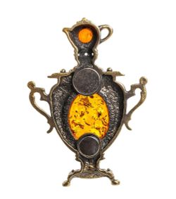 AM-1102 Магнит «Самовар» (латунь, янтарь)