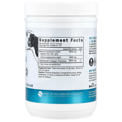 Nutri, Nutri, молозиво и пептиды коллагена, без добавок, 360 г (12,7 унции)