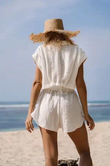 Кроп рубашка Фиджи лен