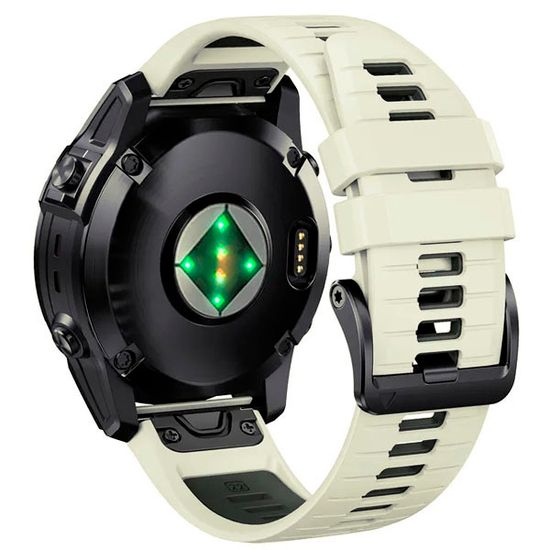 Ремешок силиконовый QuickFit 22 мм. для Garmin Fenix 7 PRO/7/6/5/5 plus, Quatix 5, MARQ, Forerunner 935 / 945, instinct, instinct 2 быстросъемный ( стиль Fenix 7 Pro ), светло-серый/болотный